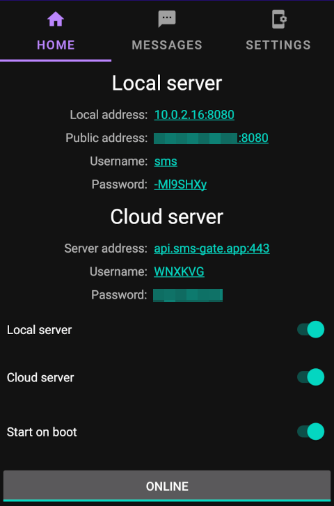 SMS Gateway for Android Android app screenshot