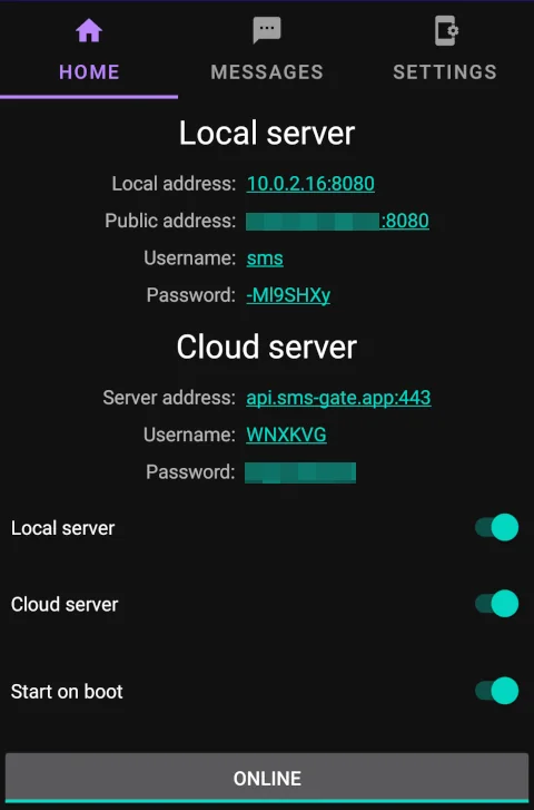 SMS Gateway for Android Android app screenshot